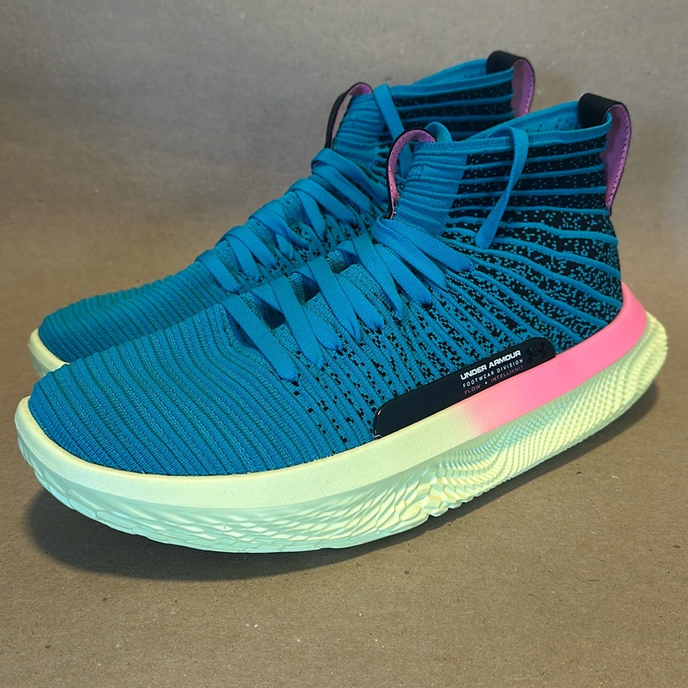 Under Armour Mens FUTR X ELITE Basketball Shoes Green Blue Pink Size 12.5